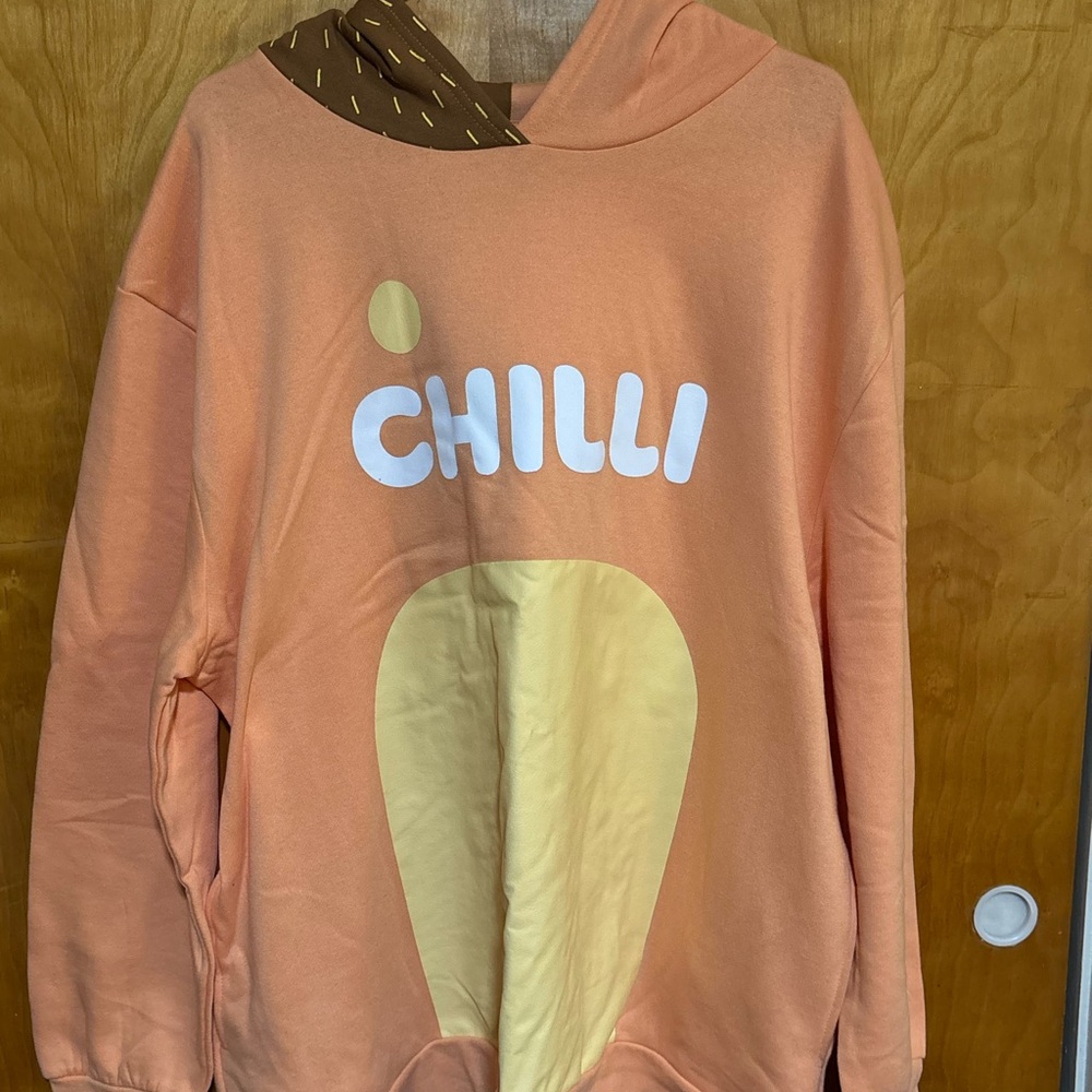 Chilli Graphic Hoodie Sweatshirt - Peach
